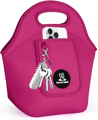 Bolsa de almuerzo aislada de neopreno para mujer - Bolsillo frontal para teléfono y llaves - Reutilizable, Foto 1 de 4