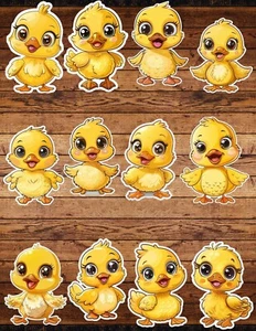 Cute Yellow Bird Cut Vinyl Stickers Set Scrapbooking Laptop WaterBottle  - Picture 1 of 1