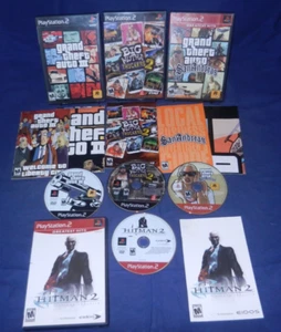 PS2;  Grand Theft Auto 3 & San Andreas -w/Posters, Big Mutha Truckers 2,Hitman 2 - Picture 1 of 6
