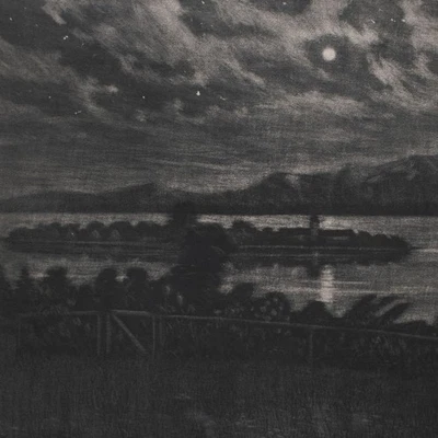 Anton Schütz Impressionismus Chiemsee Mondnacht romantisch signiert Mezzotinto - Bild 1 von 4