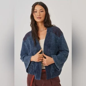 Anthropologie Pilcro Swing Kimono Open Jacket Blue Burgundy size Medium - Picture 1 of 14