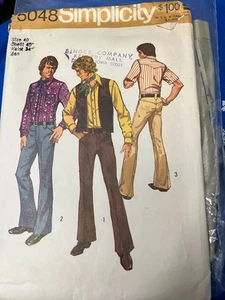VTG Sewing Pattern simplicity #5048 MEN'S SZ 40 WESTERN SHIRT, VEST, PANTS *W34" - Picture 1 of 2