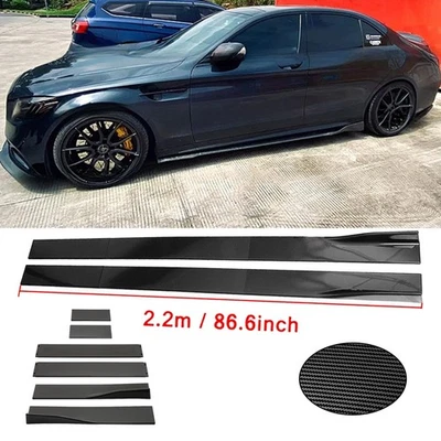 For Mercedes-Benz E200 E250 Carbon Fiber 2.2m Side Skirt Extensions Rocker Panel Foto 1 de 4