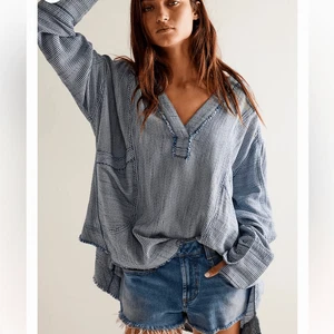 We The Free By the Shore Blue Striped Blouse size small - Picture 1 of 11