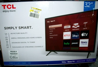TCL 32" CLASS 720P HD LED ROKU SMART TV SERIES 32S331 NEW OPEN BOX - Image 1 of 4