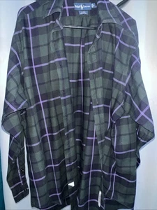 Ralph Lauren Blake Flannel Shirt Plaid Button Up Long Sleeve Purple Gray Large - Picture 1 of 6