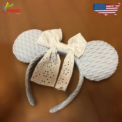 Tokyo Disney Resort Minnie Headband Blue Ears White Lace Bow Japan 2025 US SHIP - Image 1 of 4