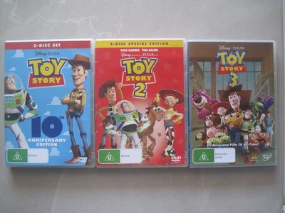Toy Story 1, 2 & 3 DVD Collection (3 DVD Boxes, 5 DVDs), Reg 4-VGC-Great-Free P. - image 1 of 4