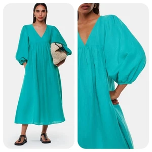 Indian Whistles Cotton Linen tunic smock dress boho hippy ethnic kaftan s m - Picture 1 of 18