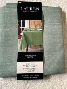 NUEVO SIN ETIQUETAS MANTEL RALPH LAUREN VERDE Blanco Texturizado Oblongo 60" x 84" - Imagen 1 de 11