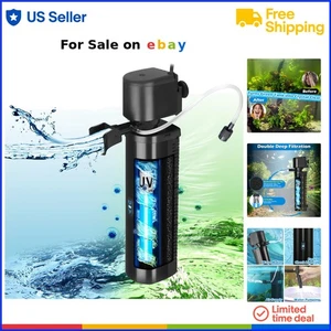 Aquarium Filter for 40-150 Gallon Fish Tank U-V Light Crystal Clear Water - Picture 1 of 9