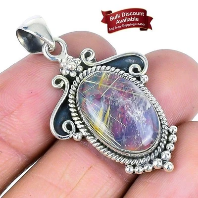 Rutilo Dorado Ópalo Etíope Doble Piedra Año Nuevo Regalo Esposa Colgante Plata 925 Foto 1 de 4