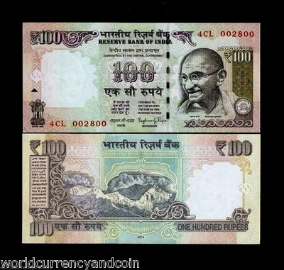 INDIA 100 RUPEES x 100 Pcs LOT GANDHI NEW SYMBOL FULL BUNDLE UNC MONEY BANK NOTE - Image 1 of 3
