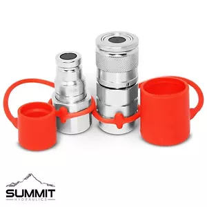3/8" Flat Face Hydraulic Quick Connect Coupler / Coupling Set, 3/8" NPT Thread - Picture 1 of 5