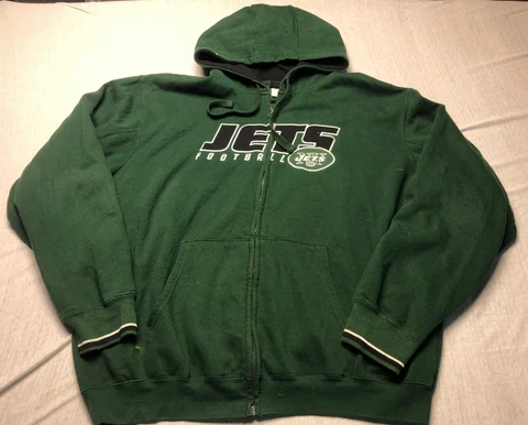 NFL Apparel Hoodie Sweater Zipper Jets Football New York Green Size X-LARGE Mens Cover