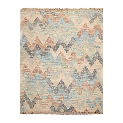 Alfombra Kilim tejida a mano de fibra natural de yute tejido plano suroeste 5’7” x 7’6” Foto 1 de 4