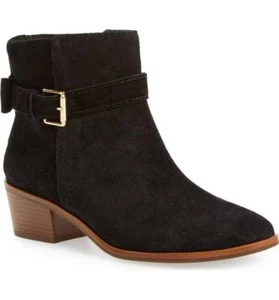 NUEVO KATE SPADE Taley Logotipo Arco Pull-On Negro Gamuza Cuero Tobillo Talla 7.5 - Imagen 1 de 12