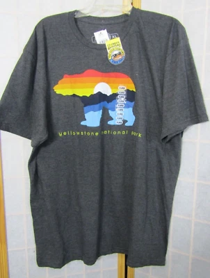 NWT The Duck Co Yellowstone Mt. Bear Logo Charcoal Cotton Short Sleeve Men's XL - Image 1 of 4