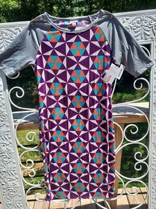 Lularoe Julia Sz S Geometric Short Sleeve Midi Pencil Fitted Casual Shirt Dress  - Picture 1 of 3