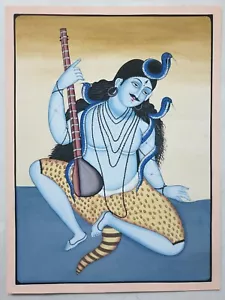 India Pintura SEÑOR SHIVA TOCANDO VEENA 12 pulgadas x 16 pulgadas (8070) - Imagen 1 de 5