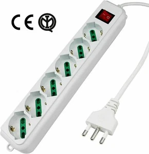 Multipresa Ciabatta Elettrica con 6 Prese Universali ITA 10/16A e Schuko, Interr - Imagen 1 de 2