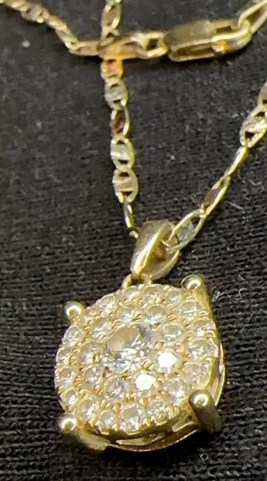 10k 20inch Tri Color Valentino Chain With 14k Natural Diamond Pendant  - Image 1 of 4