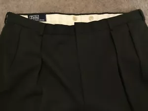 POLO RALPH LAUREN Men Dark Olive Pleated Linen Suit Trouser Pant 38x30 $398 - Picture 1 of 7