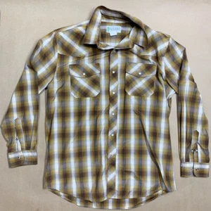 Haband Men's Long Sleeve Casual Snap Button-Up Plaid Shirt Size - Medium - Picture 1 of 15