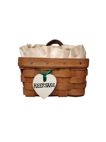 Vintage Longaberger Hanging  Keepsake Basket~1989~Fabric Liner~Protector Cover
