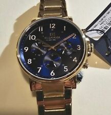  TOMMY HILFIGER WATCH WITH 46MM NAVYBLUE CHRONOGRAPH FACE & GOLDEN BRACELET 