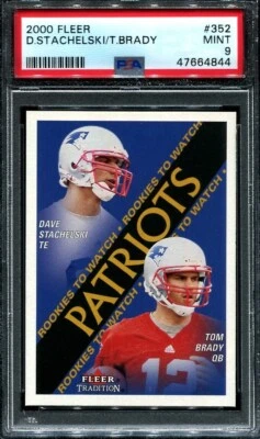 Fleer Tradition 2000 Tom Brady #352 Rookie RC PSA 9 Foto 1 de 2