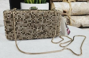 Sondra Roberts Sequine Back Silver Gold Chain Strap Clutch Purse - Picture 1 of 8