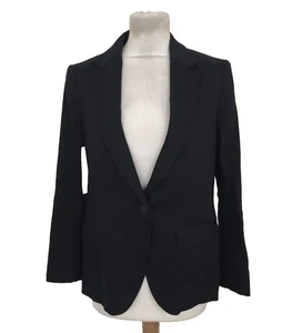 Jigsaw Women's Brook Portofino Jacket Size 8 Navy Linen Collared Button New F1 - Picture 1 of 12