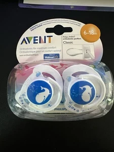 Philips AVENT 2 Stück Silikon Orthodonitischer Schnuller, 6-18 Monate Neu in Verpackung Wal Design - Bild 1 von 4