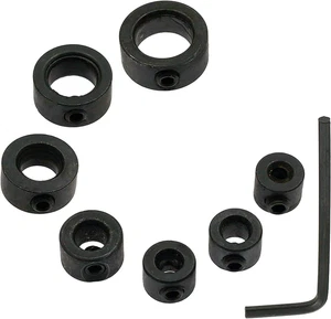 Juego de collar de brocas de parada de taladro de 7 piezas 1/8", 3/16", 1/4", 5/16", 3/8", 7/16", 1/2" con - Imagen 1 de 12