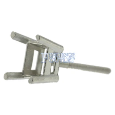 14k White Gold Princess Stud Earring Mounting Setting Screw Back Post 4 Prong - Image 1 of 4