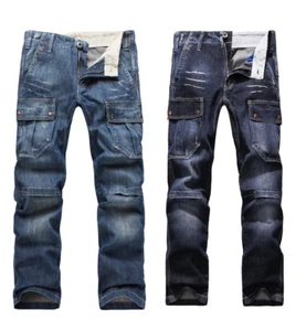 FOX JEANS Men's Monroe Regular-fit Denim Cargo Jeans Work Pants SIZE 32-44 - Picture 1 of 44