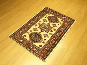Alfombra kazaja caucásica de alta calidad hecha a mano 3 x 4,2 _ tintes naturales lana hilada a mano - Imagen 1 de 9
