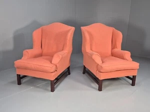 2 Vintage Georgian Style Wingback Armchairs 1950s Reproduction EB9469 VCLO - Picture 1 of 15