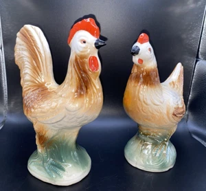 Vintage Luster Ware Rooster & Chicken Set - Brazil 62A-1164S - Picture 1 of 15