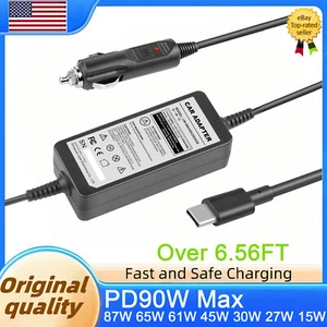 Car Cigarette Lighter Socket Power Adapter to PD 90W USB C Laptop Charger - Picture 1 of 11
