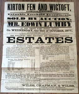Estates Auction  Broadside  Kirton Fen, Wigtoft, UK  October 1877 - Picture 1 of 11