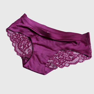 Shiny Satin Silky Knickers Sexy Briefs Women Underwear Lace Panties Seamless 
