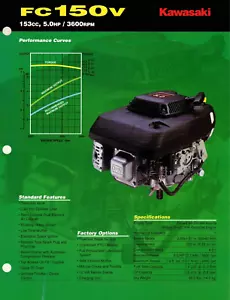 Genuine Kawasaki Dealer Sales Brochure/Product Spec Sheet FC150V Engine - Bild 1 von 2