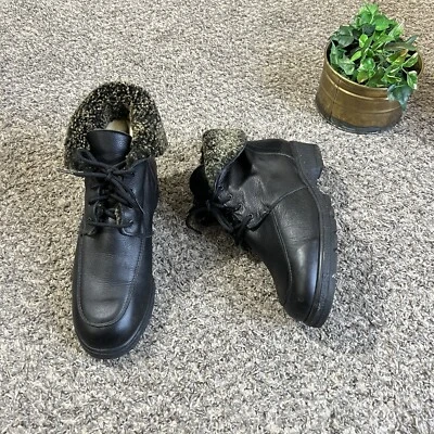 Botas de Combate La Canadienne Para Mujer 10 M Cuero Negro Con Cordones Forradas Sherpa Con Cordones Foto 1 de 4