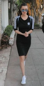 Urban Outfitters Negro Clásico Adidas con Vestido ceñido al cuerpo a rayas S - Imagen 1 de 5