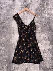 Sandro Paris Dress 2 / Medium Womens Black Silk Floral One Shoulder Ruffle Mini