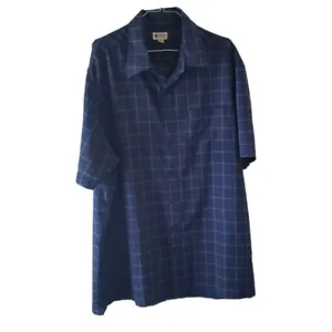 Haggar Men's Blue/White Plaid Short Sleeve Button Down Shirt with Pocket - Picture 1 of 4