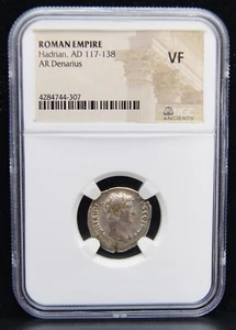 IMPERIO ROMANO Adriano, AD 117-138 AR Denario NGC EN MUY BUEN ESTADO con certificado de autenticidad - Imagen 1 de 7