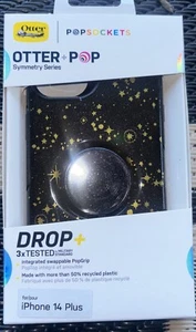 NEW OtterBox Otter+Pop Symmetry Case For iPhone 14 Plus - Soft Mystic Black Gold - Picture 1 of 2